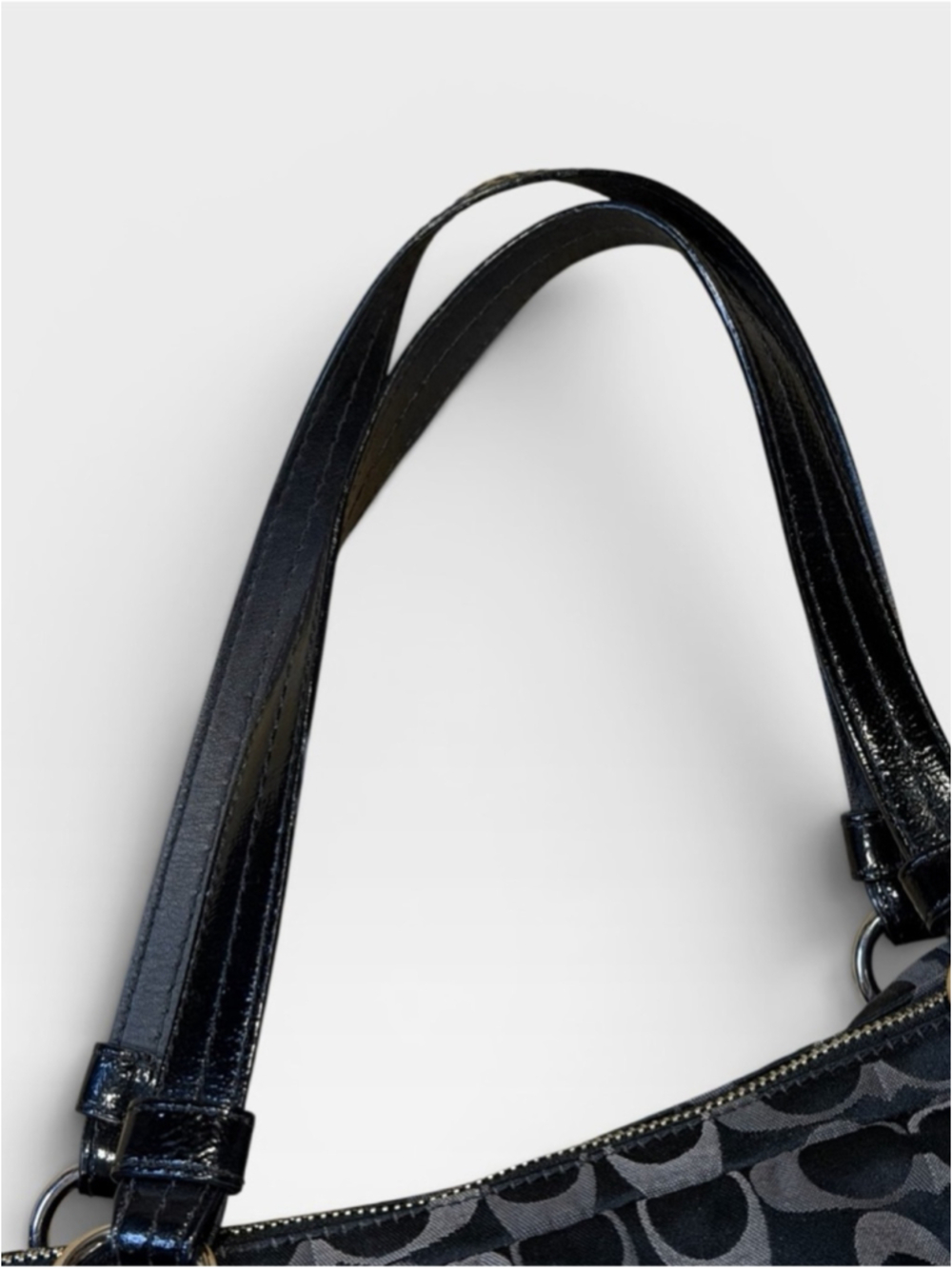 Coach Black Grey Signature C Jacquard Shoulder Bag - Picture 7 of 16